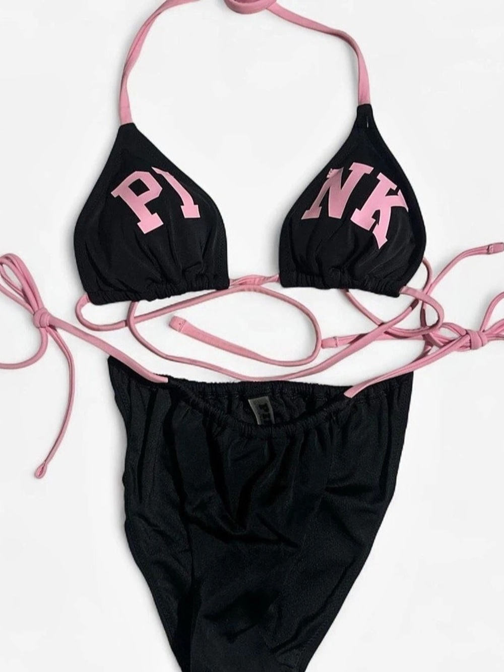 Victoria's Secret PINK Black & Pink Bikini Set Like New